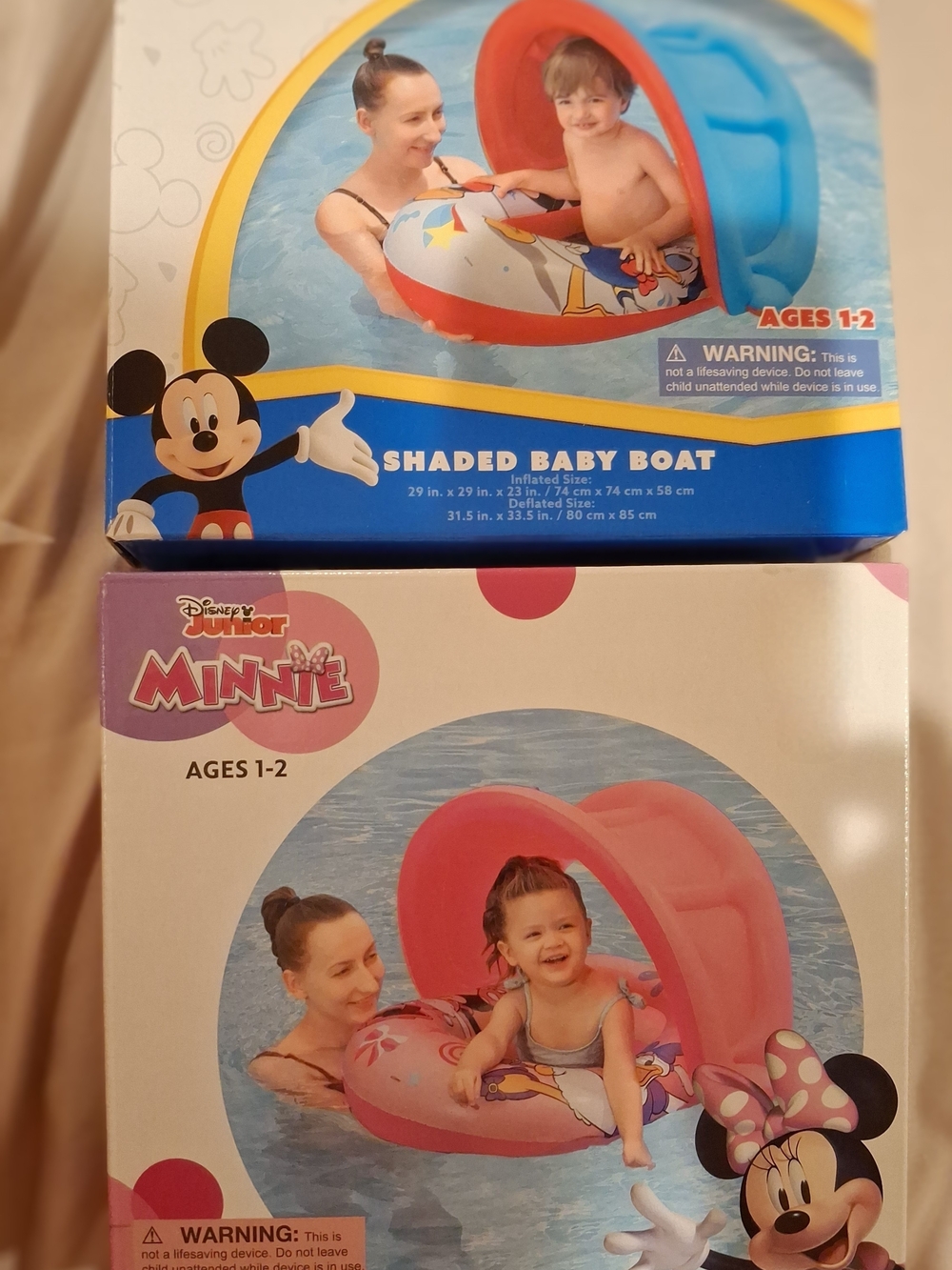 Disney Minnie and Micky Shaded Baby Boats (Two) - Pink, Blue